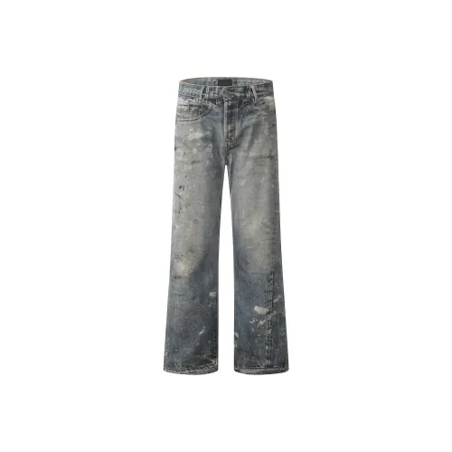 GBXM Jeans Unisex Ink Splatter Blue