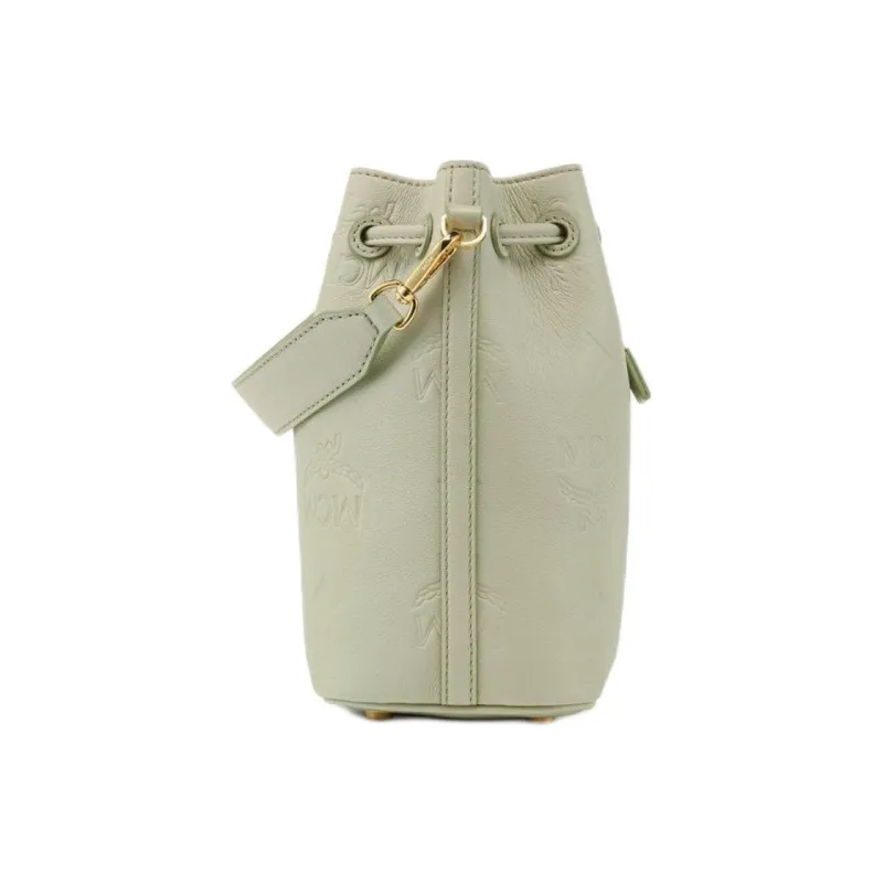 MCM Leather Bucket Bags Shoulder Bag Crossbody Bag Handbag Mini Women's Light Green-3