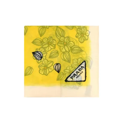 PRADA Cotton Knit Scarves Women's Yellow