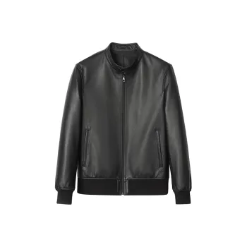 SINBOS Leather Jacket Men's Graphite Black