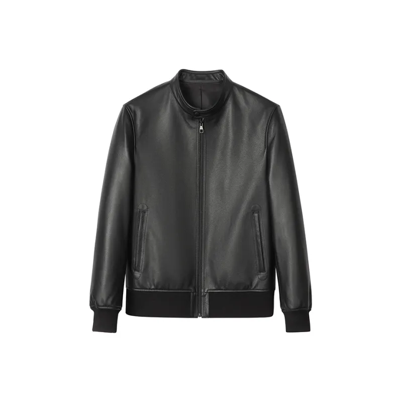 SINBOS Leather Jacket Men's Graphite Black-0