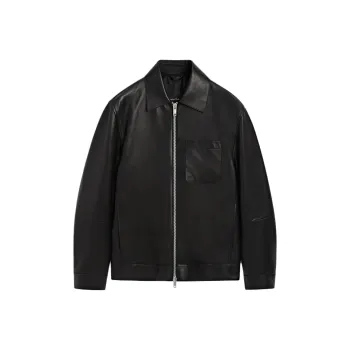 Massimo Dutti Leather Jacket Men's Black