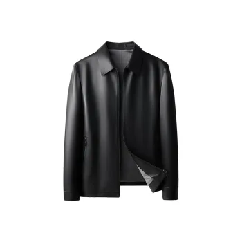 PIERRE CARDIN Leather Jacket Men's Black