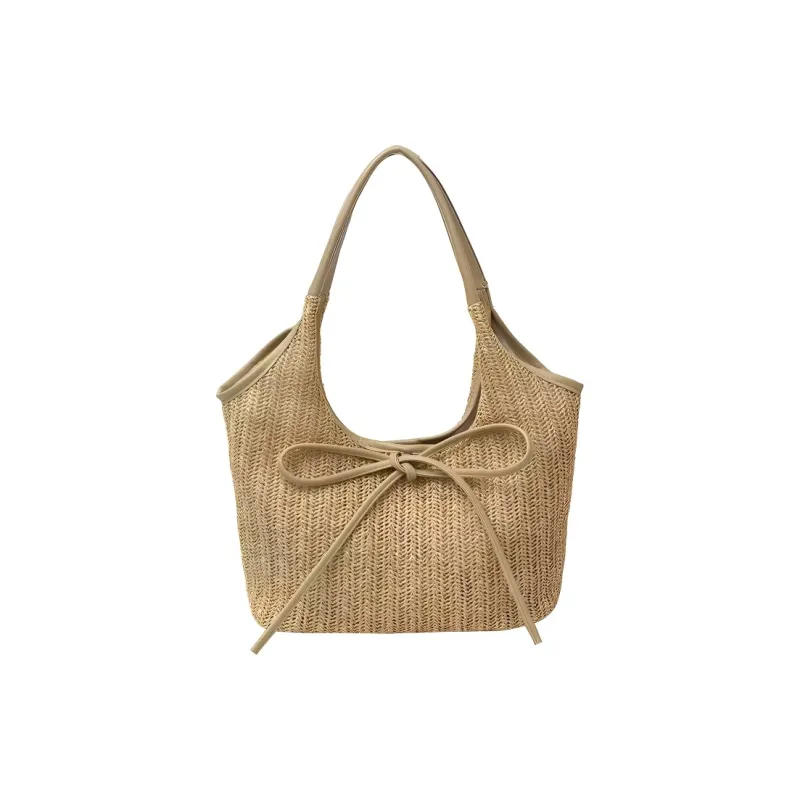 FREEHIKE Woven Tote Bag, Shoulder Bag Women's Ecru/Khaki/Blue-2