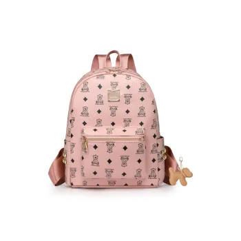 RIVMIND PU Backpack Women's Ecru/Black/Brown/Pink