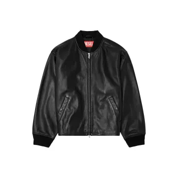 DIESEL Zip Up Leather Bomber Jacket