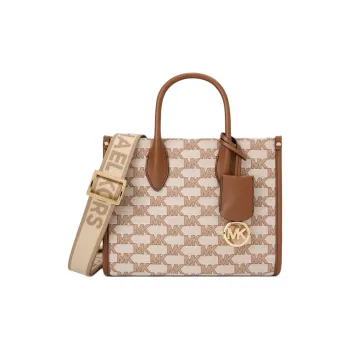 MICHAEL KORS Mirella Artificial Leather Shoulder Bag, Handbag Women's Beige With Leather Brown
