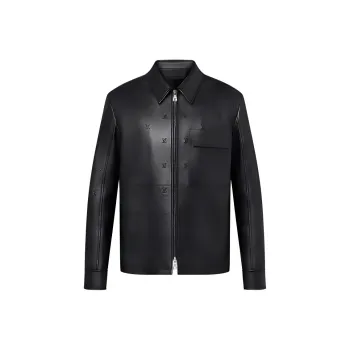 LOUIS VUITTON Lv Blason Embroidered Leather Overshirt