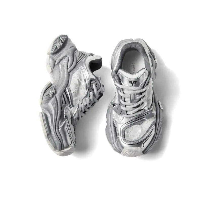 CHERYKALLY Star Pulse Slip Resistant, Abrasion Resistant, Breathable, Height Increasing Low Top Chunky Sneakers Women's-16