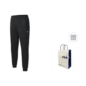 FILA Running Knitted Sports Pants Men's Pitch Black Shopping Bag Included