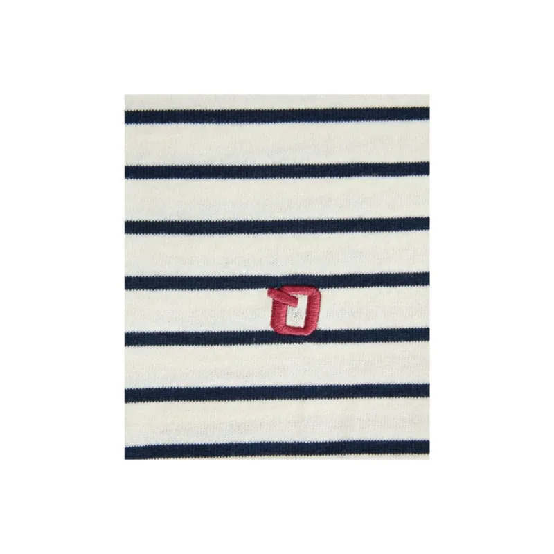Three Blessings T Shirt Women's Apricot Base With Blue Stripes-4