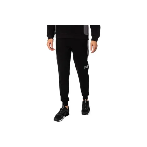 EMPORIO ARMANI EA7 SS24 Knitted Sports Pants Men's Black