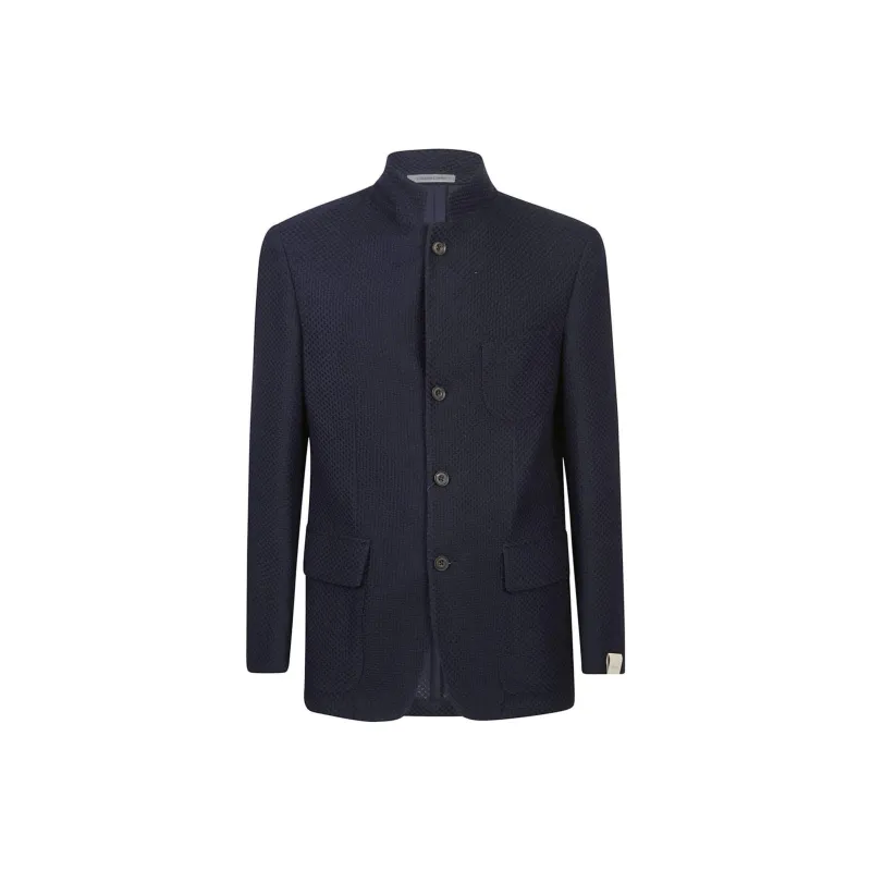 Corneliani Band Collar Textured Blazer-0