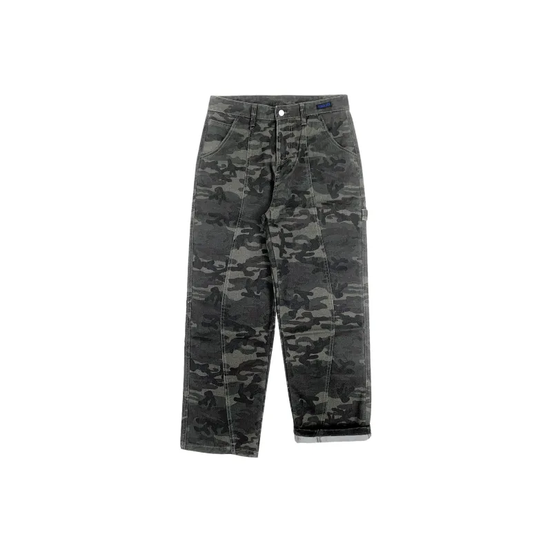 FONDLOOK Heavyweight Trendy Loose Fit Patchwork Jeans Pants Men's-0