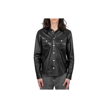 COURREGES Leather Jacket Men's Black