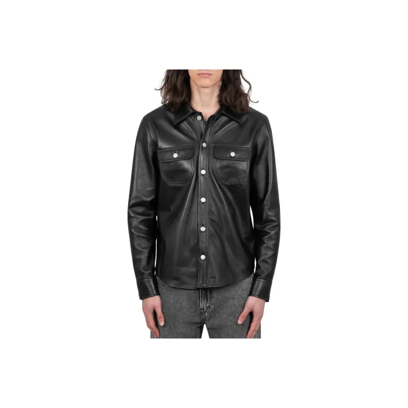 COURREGES Leather Jacket Men's Black-0