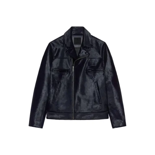 GIVENCHY FW24 Leather Jacket Men's Dark Blue