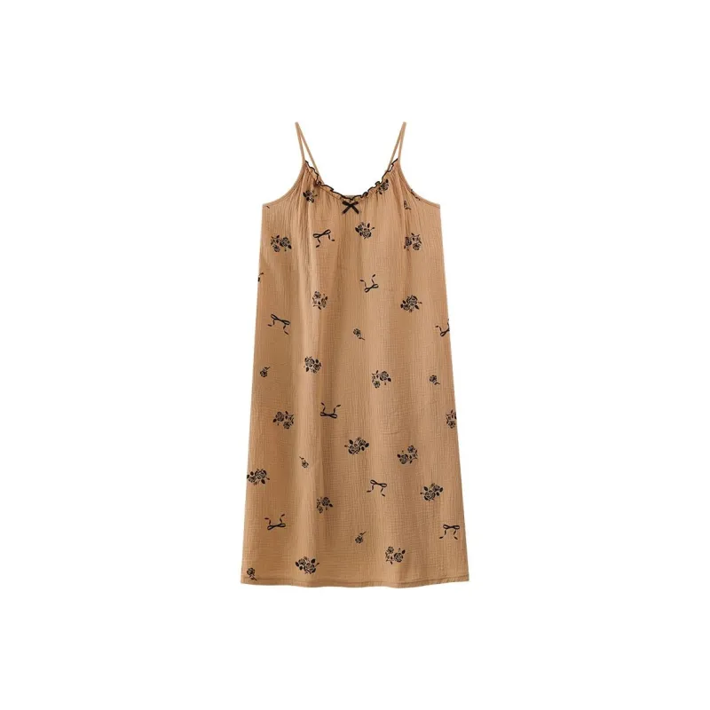 JINXU Nightgown Set Women's Tea Brown-0