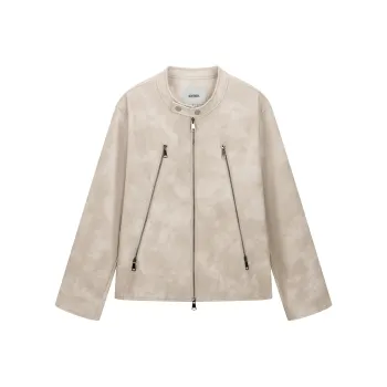 Heartboon Leather Jacket Unisex Ecru