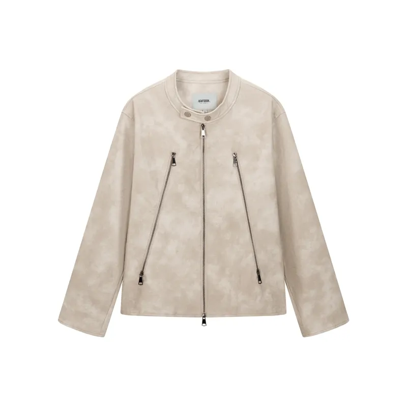 Heartboon Leather Jacket Unisex Ecru-0