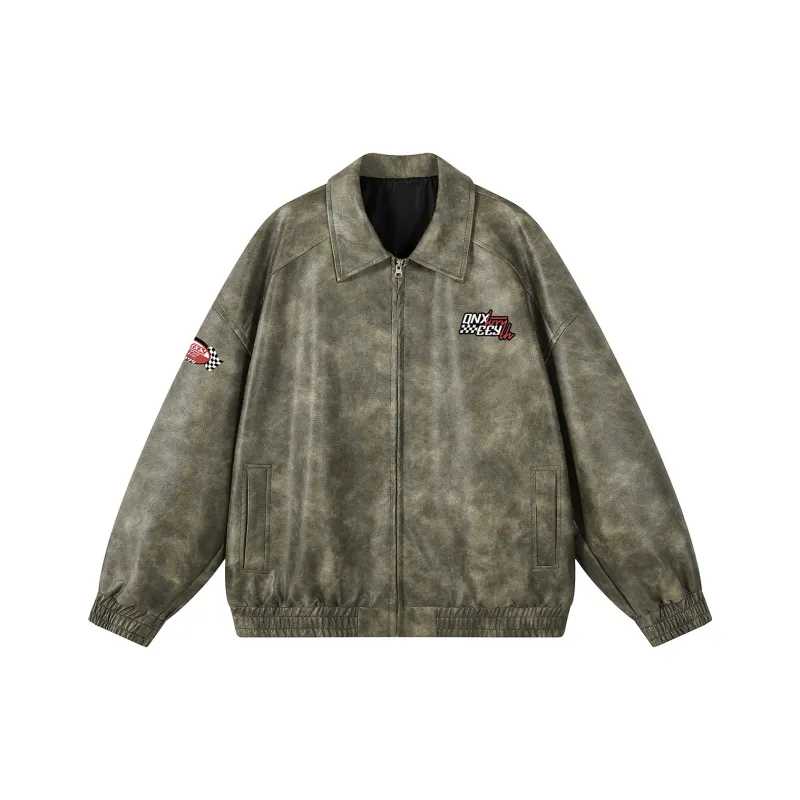 Qnxeey Leather Jackets Unisex-14