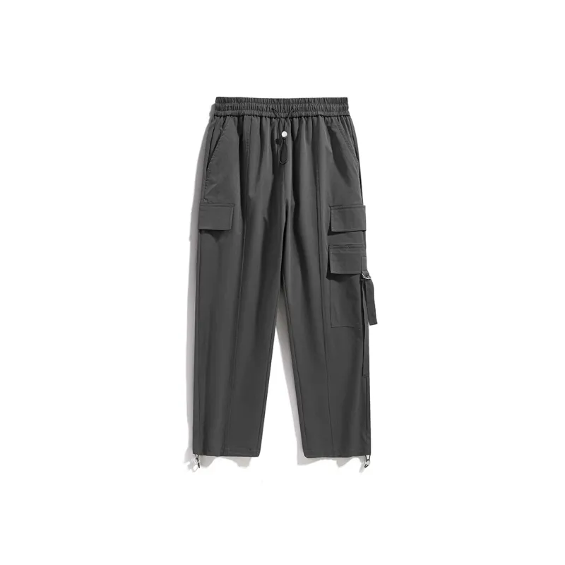 CELUCASN Casual Pants Unisex Black White Two Tone-5