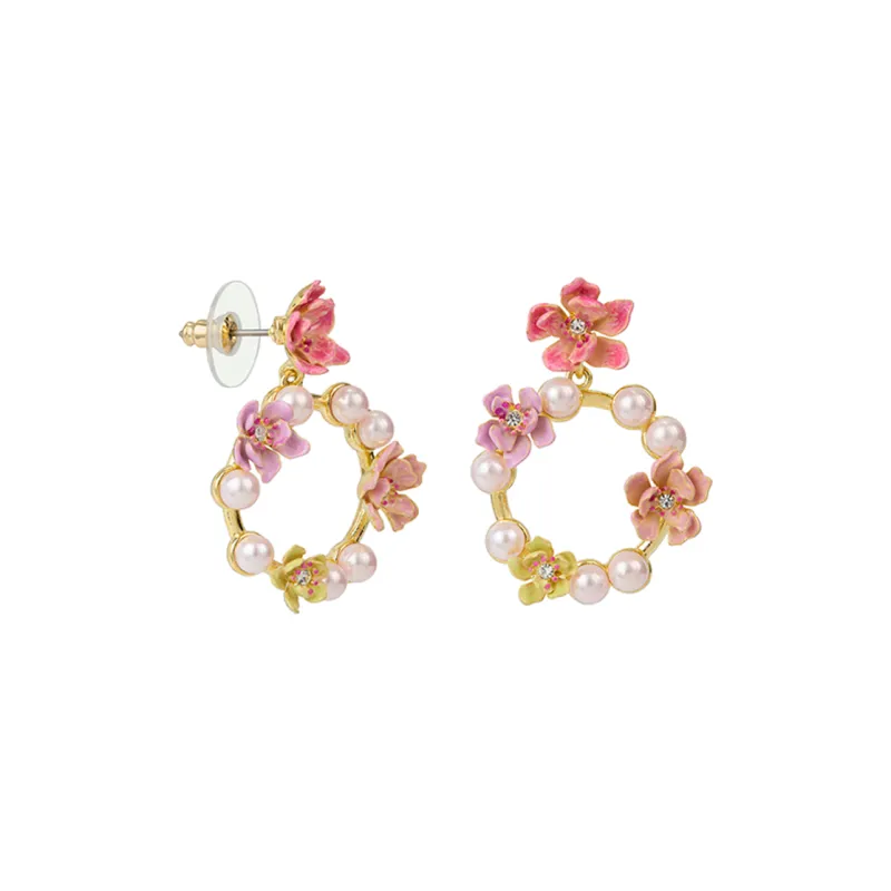 LES NEREIDES Gold Plated Earrings Women's Pink-1