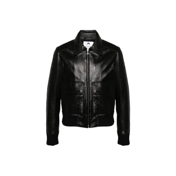 Marine Serre Embossed Leather Aviator Jacket