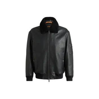 HUGO BOSS Zip Up Leather Jacket