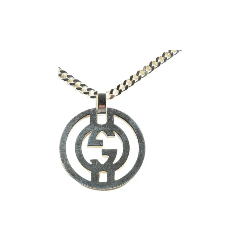 GUCCI 1990 2024 Sterling Silver Interlocking G Pendant Necklace-1