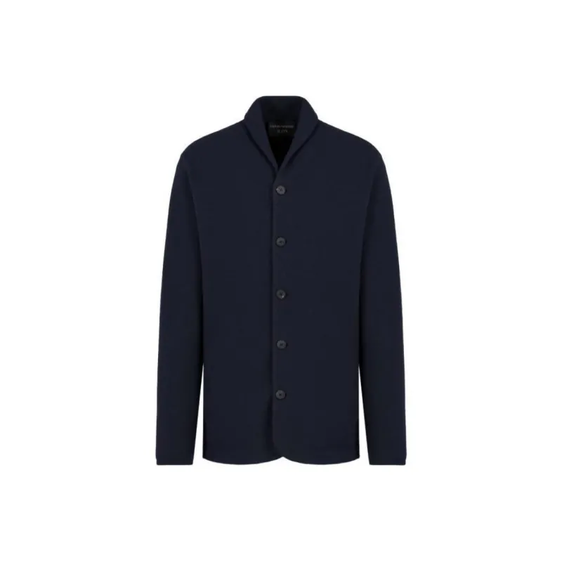 EMPORIO ARMANI Icon Plain knit Virgin wool Jacket-0