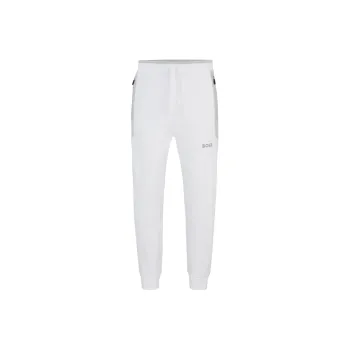 HUGO BOSS Cotton-Blend Tracksuit Bottoms With 3d-Moulded Logo Casual Pants Men's White