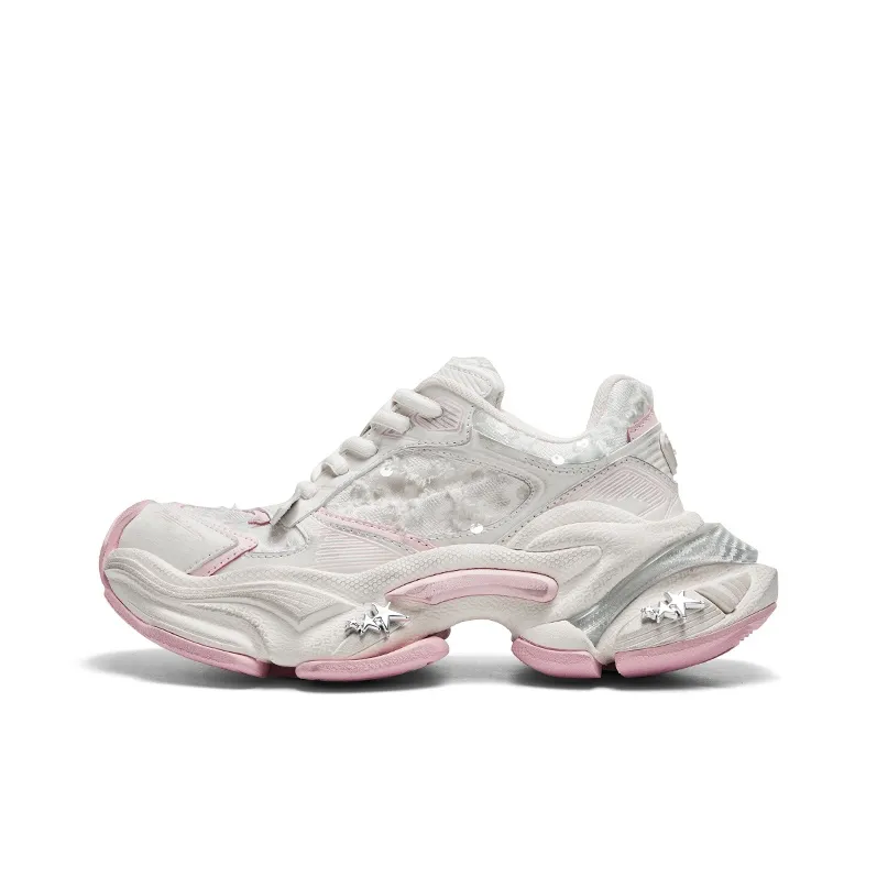 CHERYKALLY Star Pulse Slip Resistant, Abrasion Resistant, Breathable, Height Increasing Low Top Chunky Sneakers Women's-6