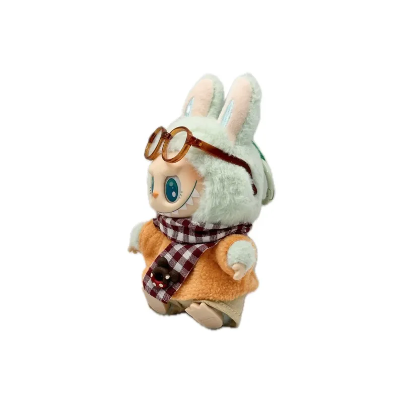 [Modified Doll] POP MART Labubu THE MONSTERS Sitting Party Collection, Confirmed, Plaid Scarf, Cute Hang Tag Box 15cm-1