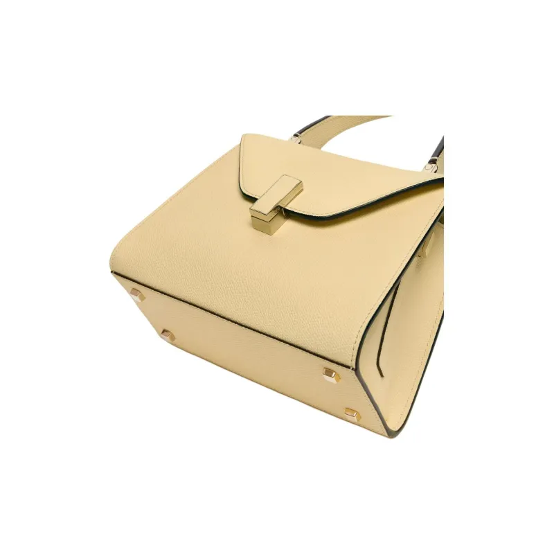 Valextra Iside Millepunte Calfskin One Shoulder Handbag Mini Women's Cream Yellow-3