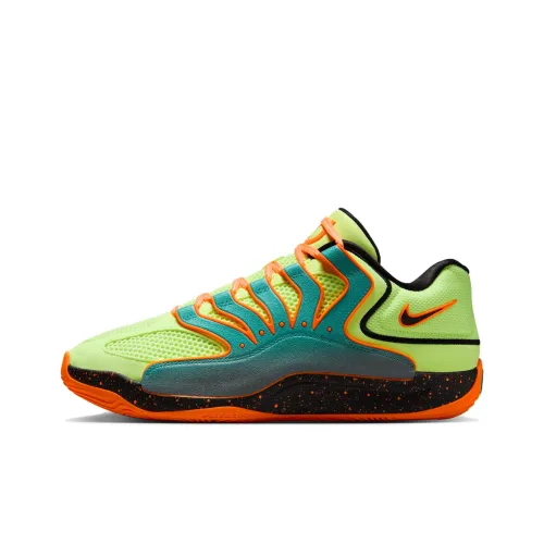 Nike KD 18 Anti Slip Wear Resistant Low Top Basketball Shoes Unisex Green Orange Asian Version
