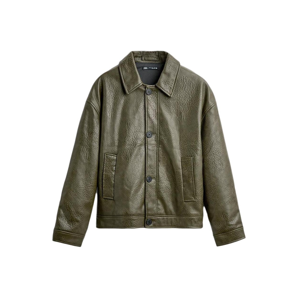 ZARA Leather Jacket Men's Black - POIZON