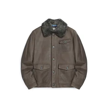 MCS Leather Jacket Men's Dark Coffee