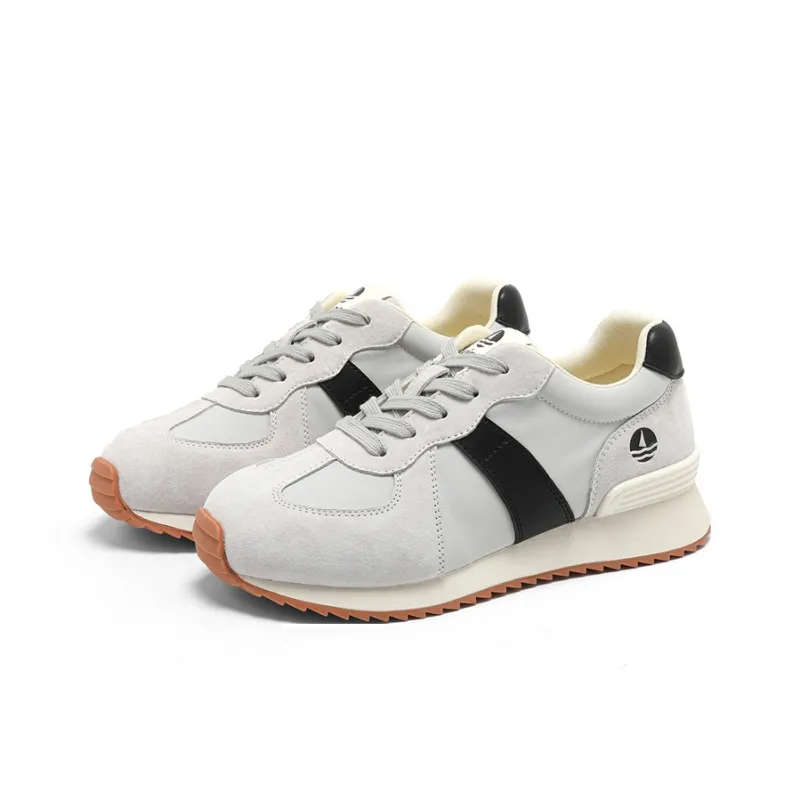 NAVIGARE Small Sailboat Height Increasing Low Top Casual Shoes Women's Light Gray Black-4