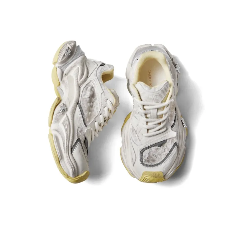CHERYKALLY Star Pulse Slip Resistant, Abrasion Resistant, Breathable, Height Increasing Low Top Chunky Sneakers Women's-4
