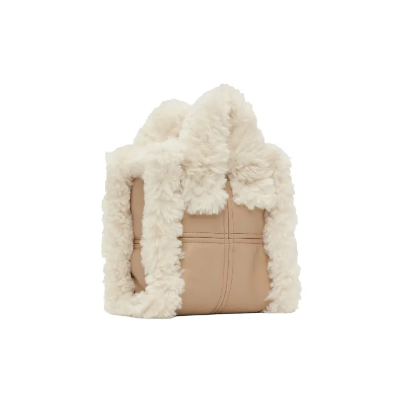 STAND STUDIO Artificial Leather With Artificial Wool One Shoulder Handbag Kids' Beige-1