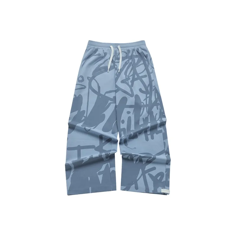 FILA FUSION Knitted Sweatpants Unisex Gray Blue-0