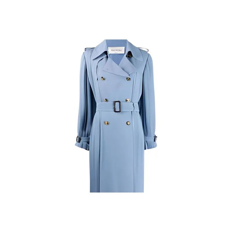 Valentino Trench Coats Women's Sky Blue-4