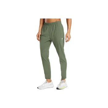 GYMSHARK ARRIVAL WOVEN JOGGERS Knitted Sports Pants Men's Olive Green
