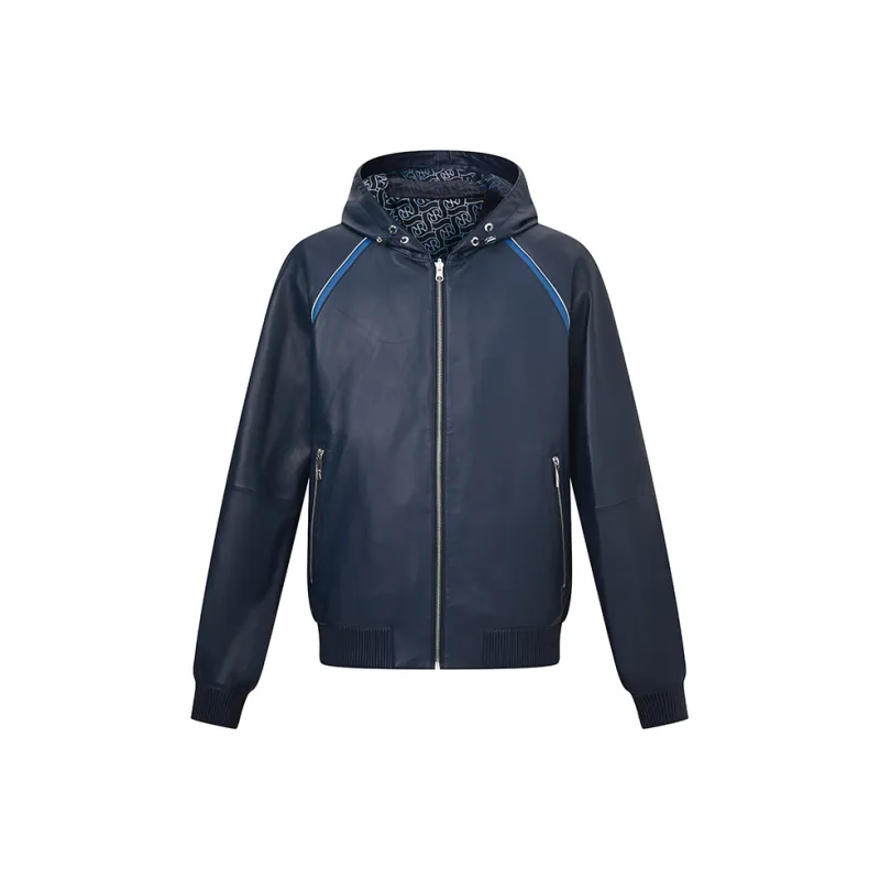 RARE Leather Jacket Men's Deep Navy Blue-0