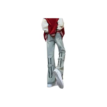 TOUHAOQINGNIAN Jeans Unisex Yellow Mud