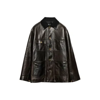 PRADA Leather Jacket Men's Olive Green