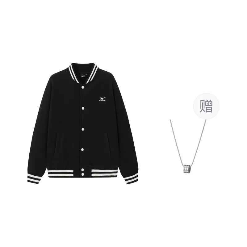 Mizuno Baseball Jacket Unisex Black Comes With Necklace-0