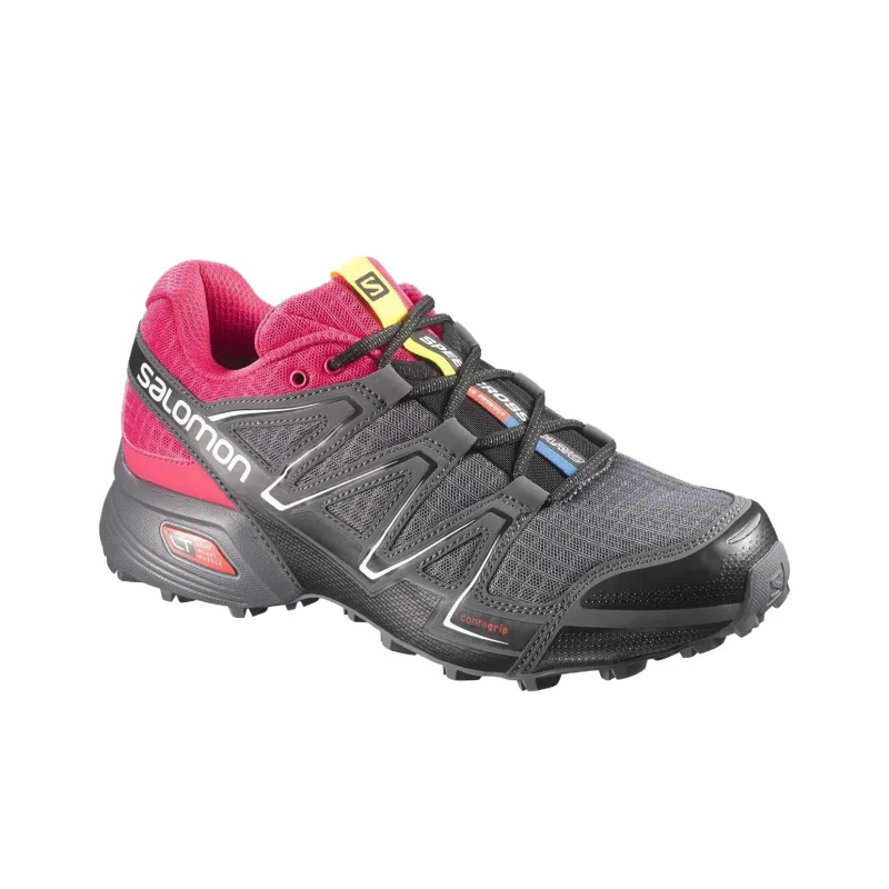SALOMON Speedcross Vario Cushioning, Wear Resistant Low Top Hiking Shoes Women's Gray Pink-2