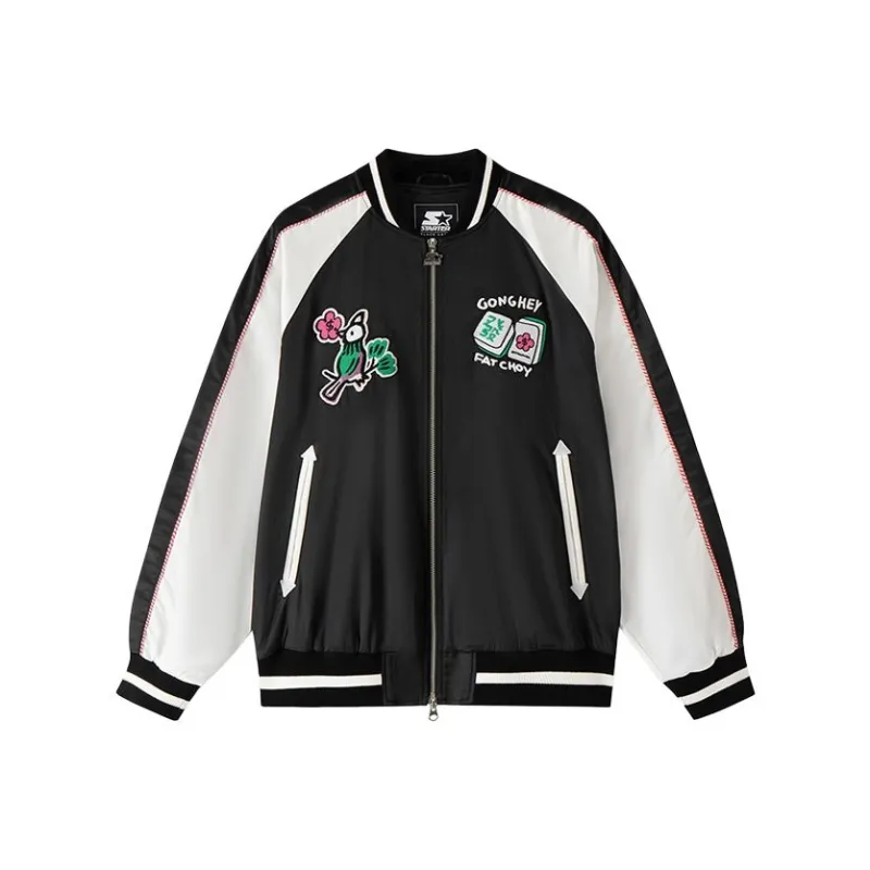 STARTER x YOUQIANHUA LIANMINGKUAN Baseball Jacket Unisex Black-0